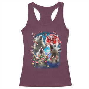 Possum Christmas Racerback Tank Top 3 Opossum Possum Funny Weird Cursed Meme TS10 Maroon Print Your Wear
