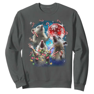 Possum Christmas Sweatshirt 3 Opossum Possum Funny Weird Cursed Meme TS10 Dark Heather Print Your Wear