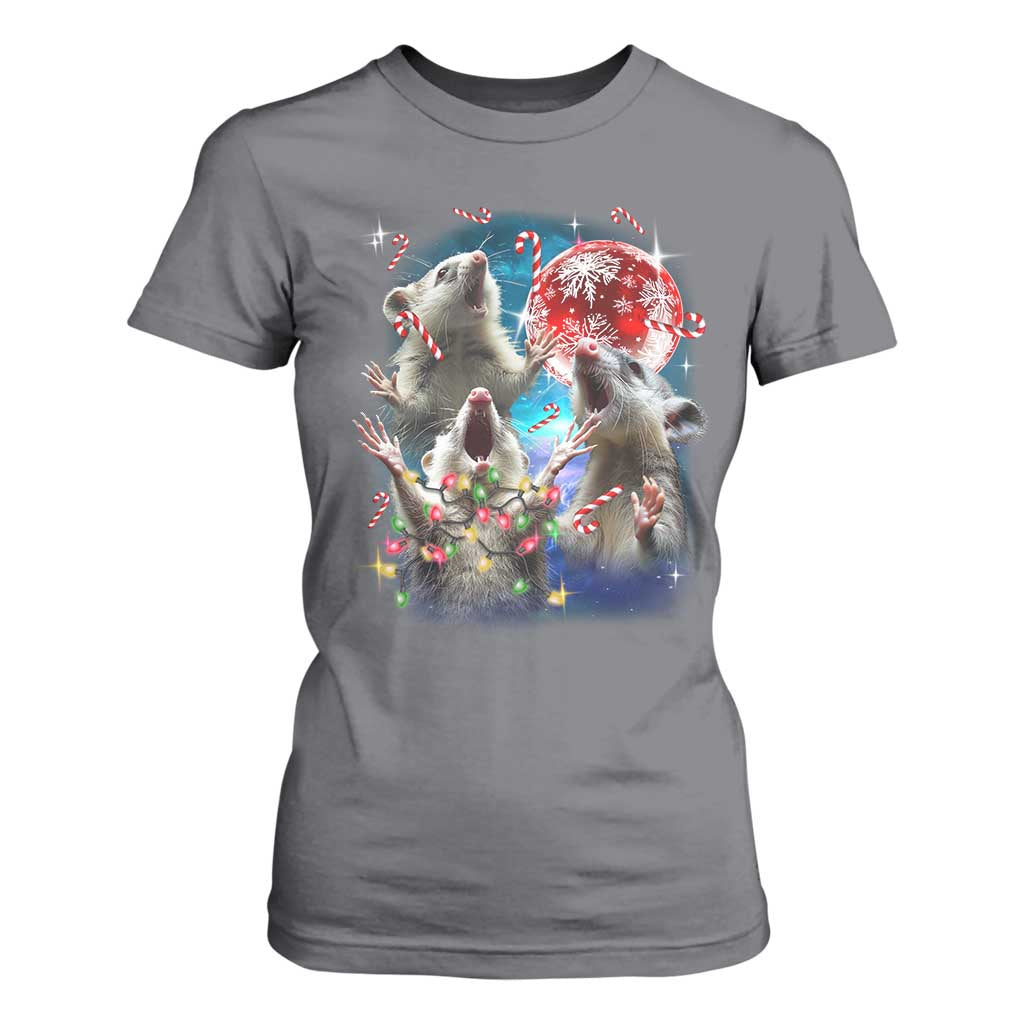 Possum Christmas T Shirt For Women 3 Opossum Possum Funny Weird Cursed Meme TS10 Charcoal Print Your Wear