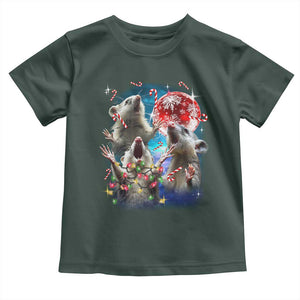 Possum Christmas Toddler T Shirt 3 Opossum Possum Funny Weird Cursed Meme TS10 Dark Forest Green Print Your Wear