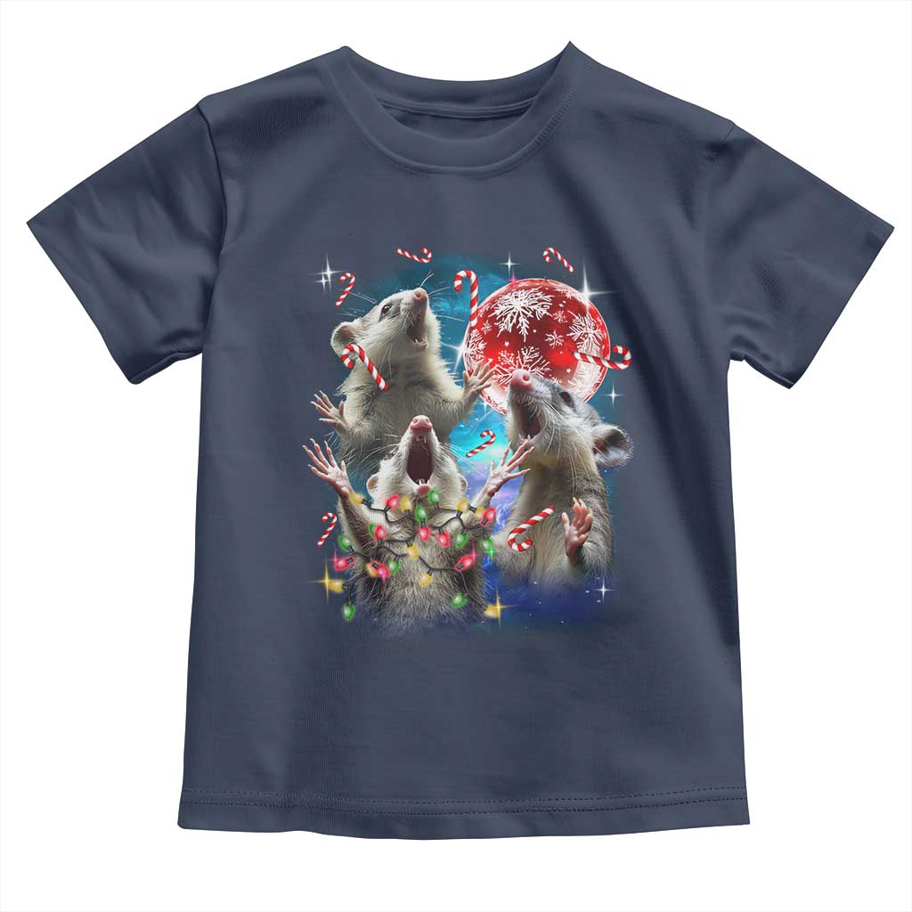Possum Christmas Toddler T Shirt 3 Opossum Possum Funny Weird Cursed Meme TS10 Navy Print Your Wear