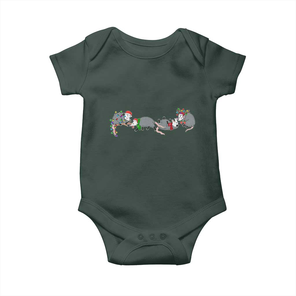 Opossum Christmas Baby Onesie Funny Wild Animals Xmas Lights TS10 Print Your Wear