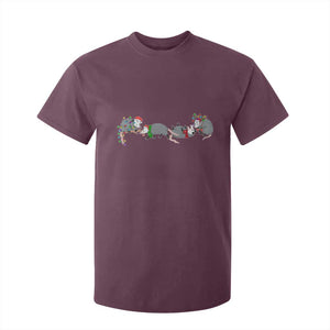 Opossum Christmas T Shirt For Kid Funny Wild Animals Xmas Lights TS10 Maroon Print Your Wear