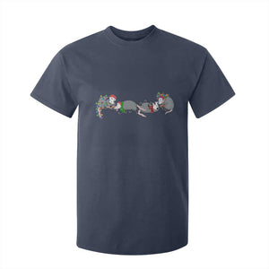 Opossum Christmas T Shirt For Kid Funny Wild Animals Xmas Lights TS10 Navy Print Your Wear