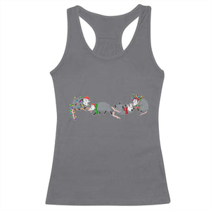 Opossum Christmas Racerback Tank Top Funny Wild Animals Xmas Lights TS10 Charcoal Print Your Wear
