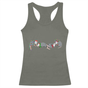 Opossum Christmas Racerback Tank Top Funny Wild Animals Xmas Lights TS10 Military Green Print Your Wear