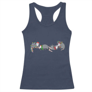 Opossum Christmas Racerback Tank Top Funny Wild Animals Xmas Lights TS10 Navy Print Your Wear