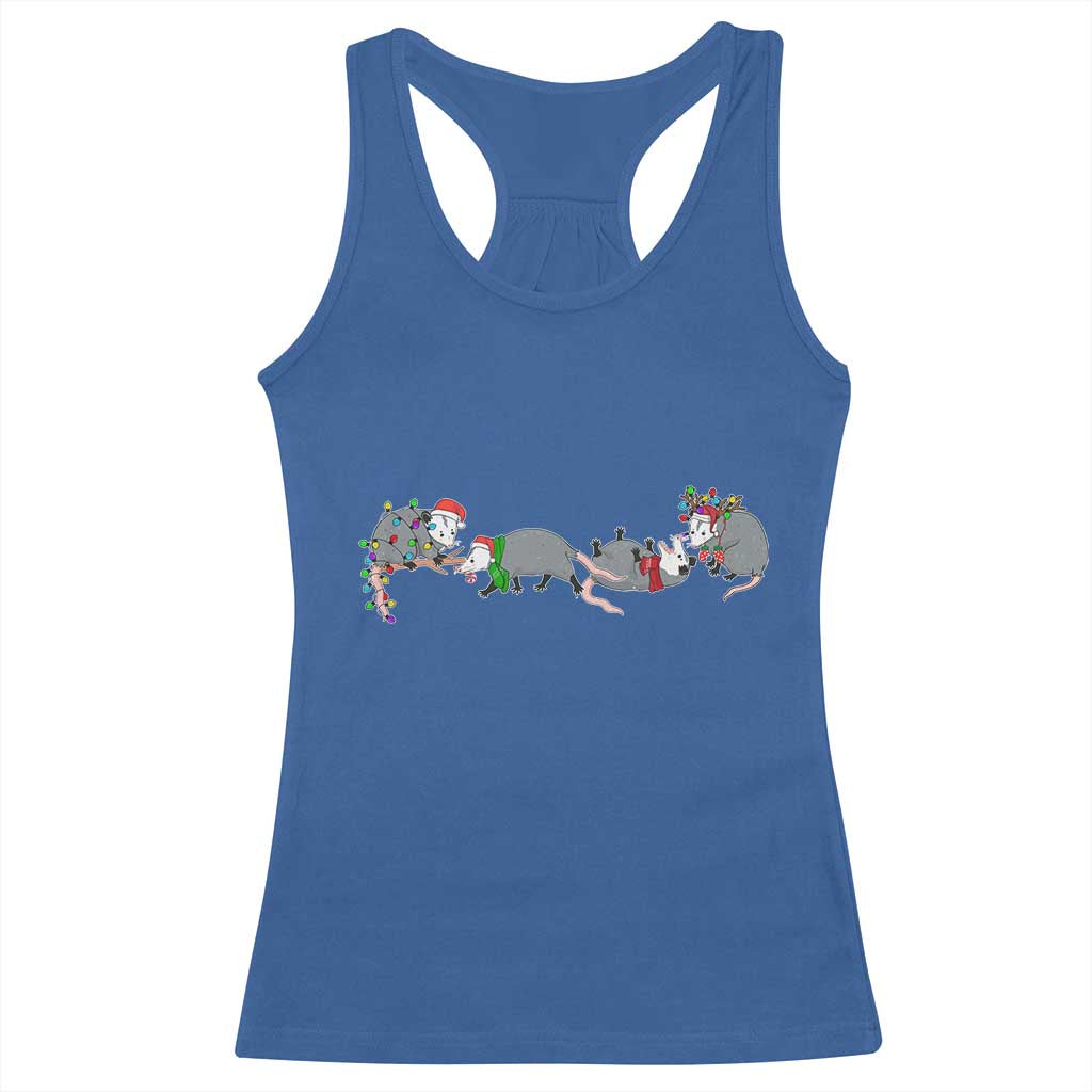 Opossum Christmas Racerback Tank Top Funny Wild Animals Xmas Lights TS10 Royal Blue Print Your Wear