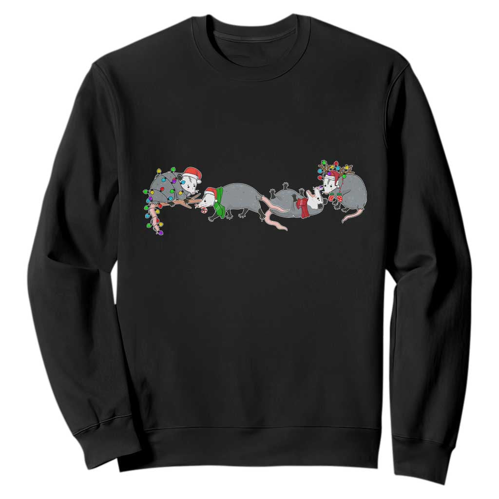Opossum Christmas Sweatshirt Funny Wild Animals Xmas Lights TS10 Black Print Your Wear
