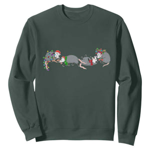 Opossum Christmas Sweatshirt Funny Wild Animals Xmas Lights TS10 Dark Forest Green Print Your Wear