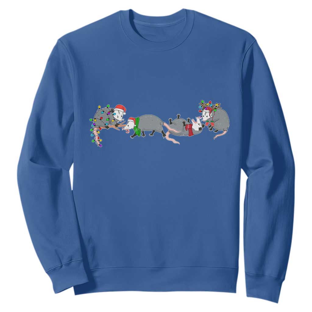 Opossum Christmas Sweatshirt Funny Wild Animals Xmas Lights TS10 Royal Blue Print Your Wear