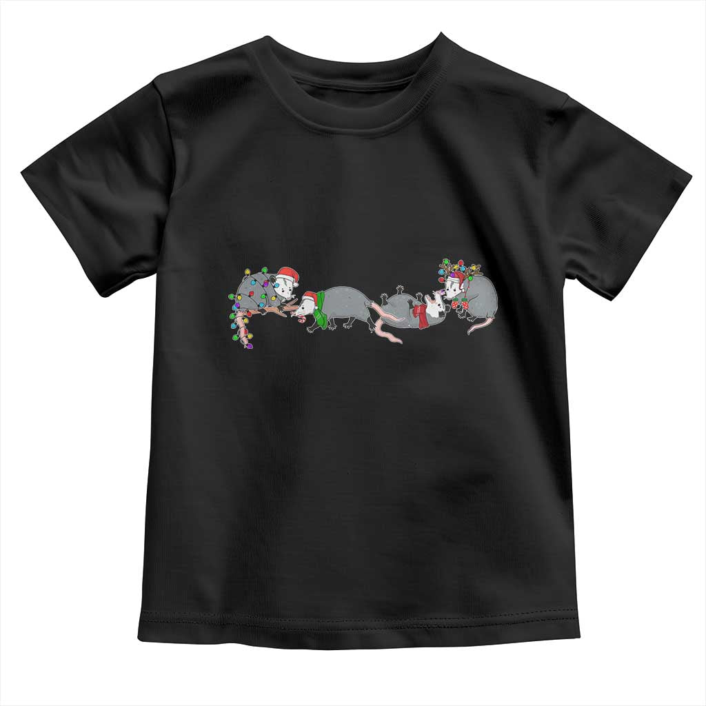 Opossum Christmas Toddler T Shirt Funny Wild Animals Xmas Lights TS10 Black Print Your Wear