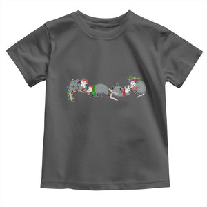 Opossum Christmas Toddler T Shirt Funny Wild Animals Xmas Lights TS10 Dark Heather Print Your Wear