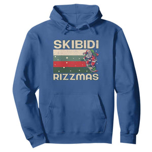 Funny Christmas Hoodie Skibidi Rizzmas Rizz Santa Clause Skating Board Xmas Retro Stripe TS10 Royal Blue Print Your Wear