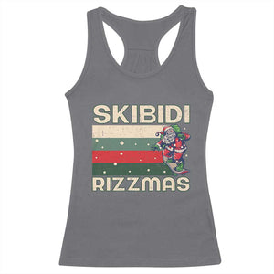Funny Christmas Racerback Tank Top Skibidi Rizzmas Rizz Santa Clause Skating Board Xmas Retro Stripe TS10 Charcoal Print Your Wear