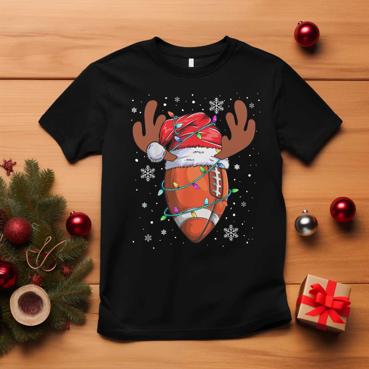 Christmas Football T Shirt For Men Boys Santa Sports Player TS10 Black Print Your Wear