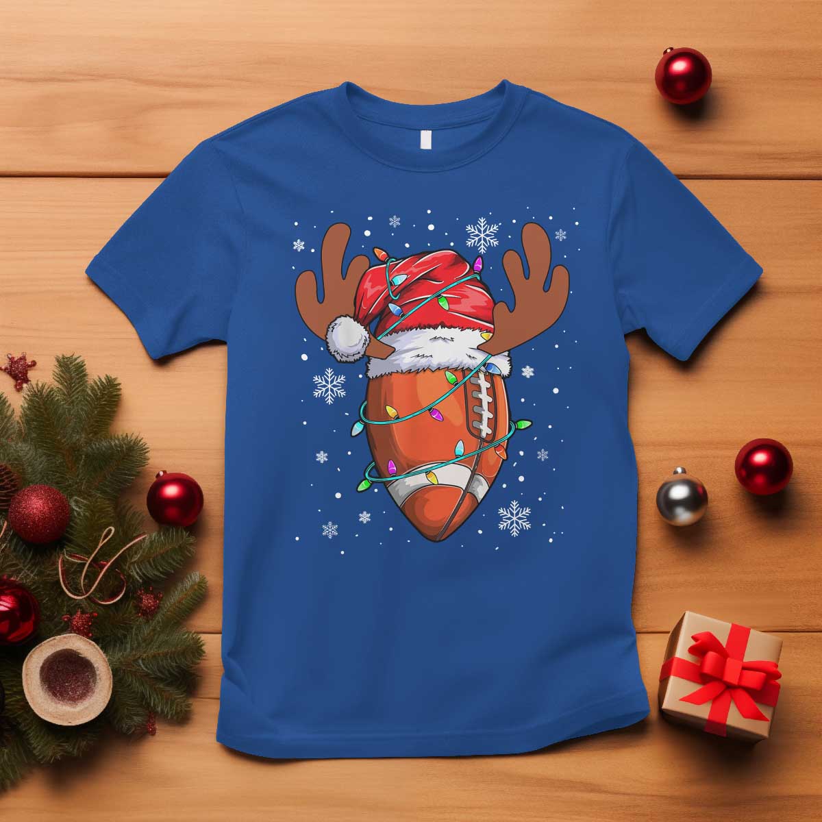 Christmas Football T Shirt For Men Boys Santa Sports Player TS10 Royal Blue Print Your Wear
