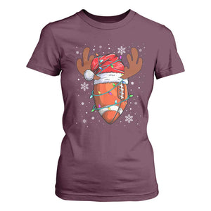 Christmas Football T Shirt For Women For Men Boys Santa Sports Player TS10 Maroon Print Your Wear