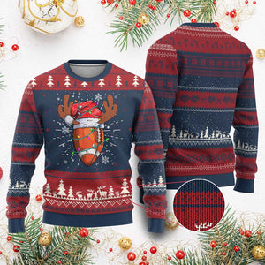 Xmas Football Ugly Christmas Sweater For Men Boys Santa Sports Player TS10 Burgundy Print Your Wear