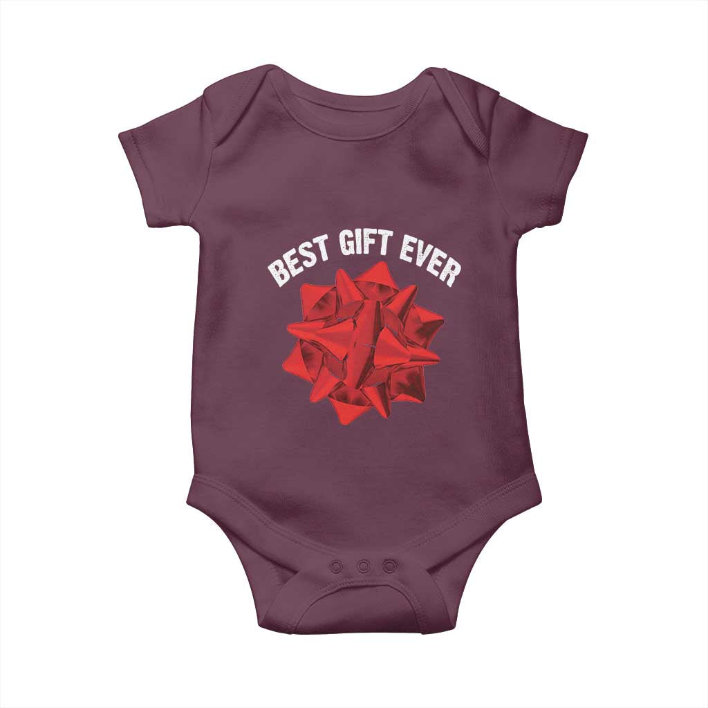 Christmas Present Costume Baby Onesie Best Gift Ever Red Bow TS10 Maroon Print Your Wear