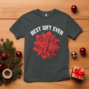 Christmas Present Costume T Shirt Best Gift Ever Red Bow TS10 Dark Heather Print Your Wear
