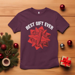 Christmas Present Costume T Shirt Best Gift Ever Red Bow TS10 Maroon Print Your Wear