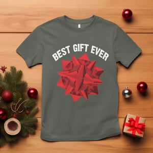 Christmas Present Costume T Shirt Best Gift Ever Red Bow TS10 Military Green Print Your Wear