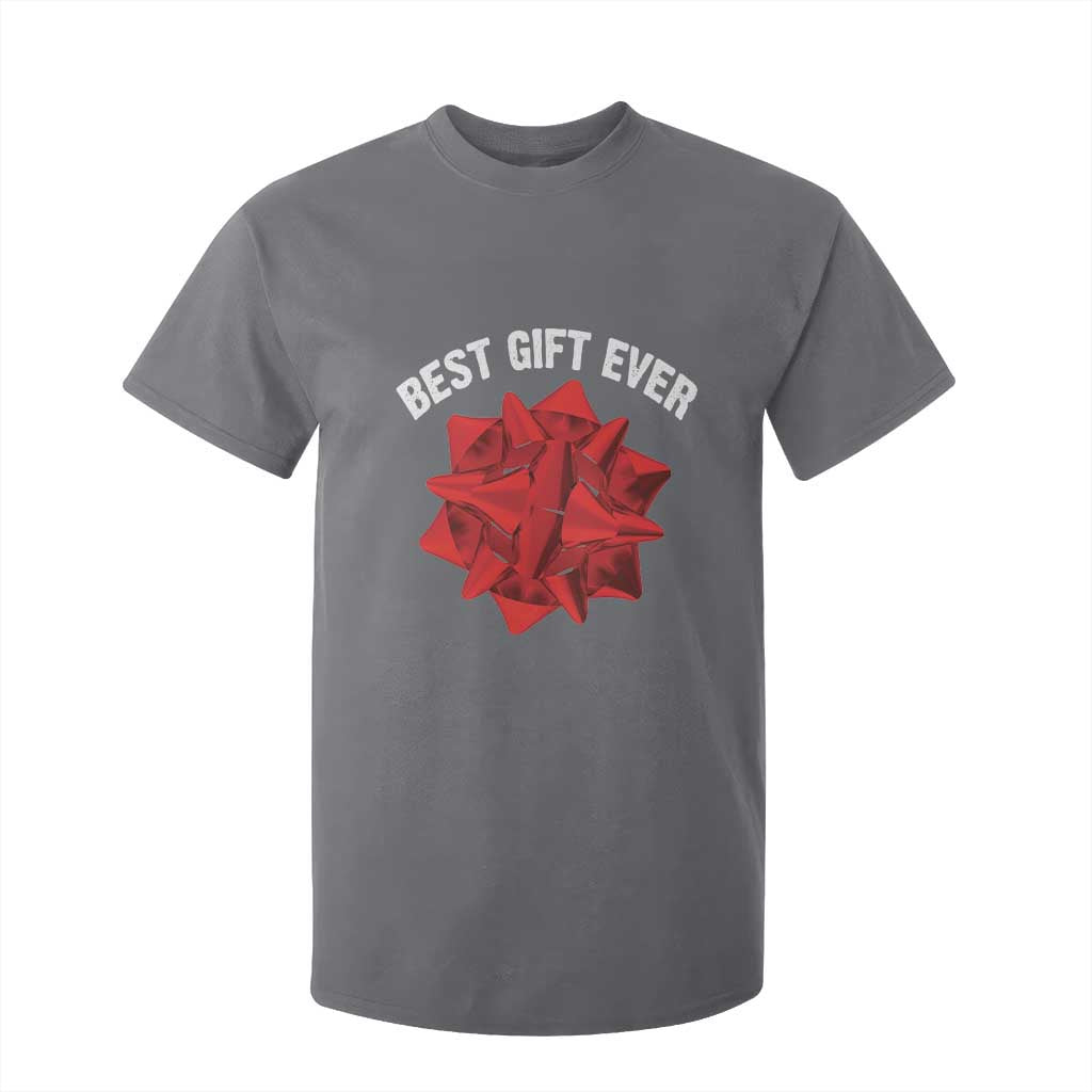 Christmas Present Costume T Shirt For Kid Best Gift Ever Red Bow TS10 Charcoal Print Your Wear