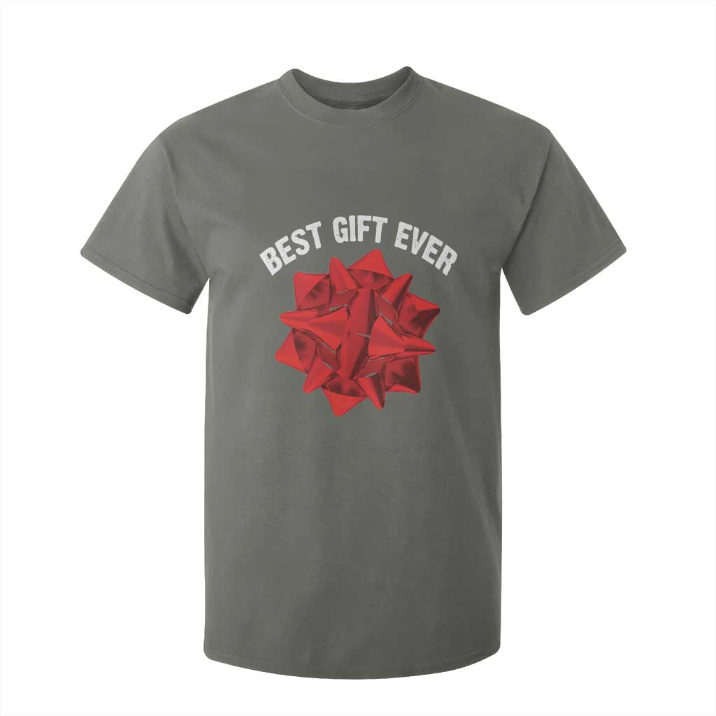 Christmas Present Costume T Shirt For Kid Best Gift Ever Red Bow TS10 Military Green Print Your Wear