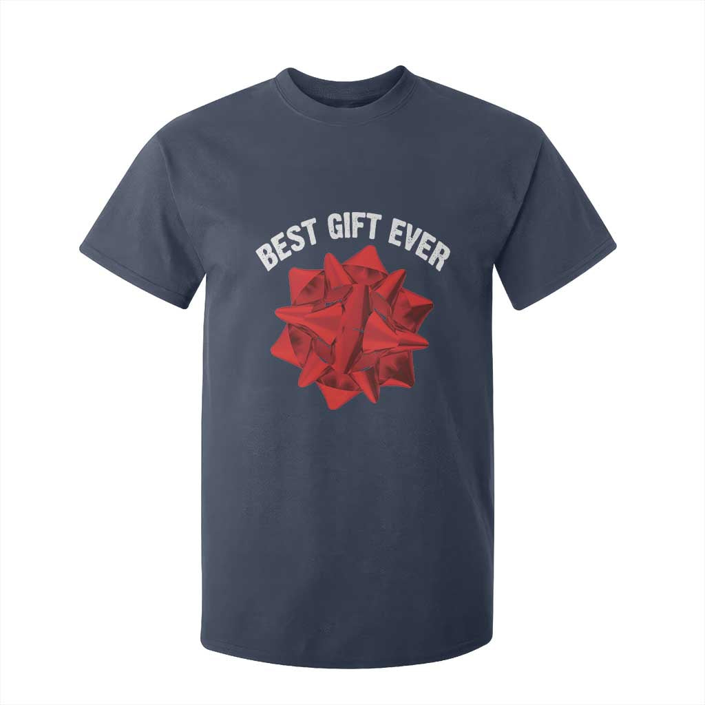 Christmas Present Costume T Shirt For Kid Best Gift Ever Red Bow TS10 Navy Print Your Wear