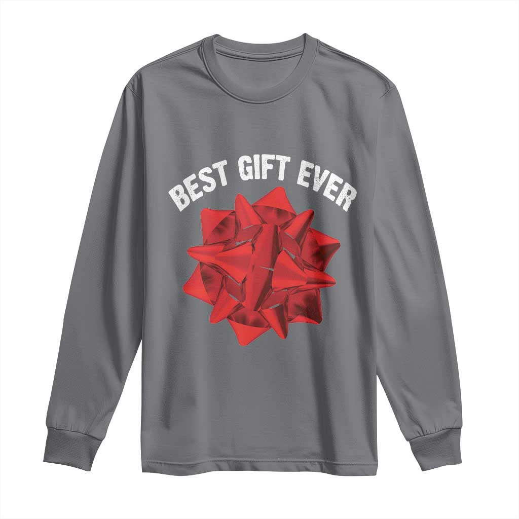 Christmas Present Costume Long Sleeve Shirt Best Gift Ever Red Bow TS10 Charcoal Print Your Wear