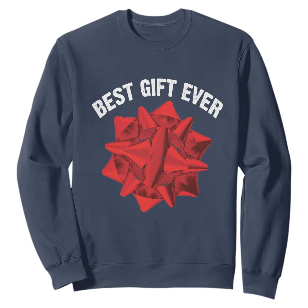 Christmas Present Costume Sweatshirt Best Gift Ever Red Bow TS10 Navy Print Your Wear