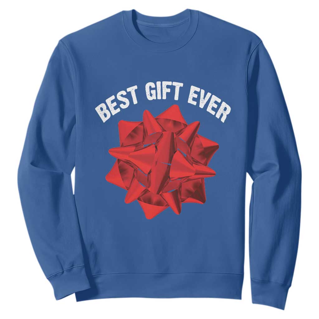 Christmas Present Costume Sweatshirt Best Gift Ever Red Bow TS10 Royal Blue Print Your Wear