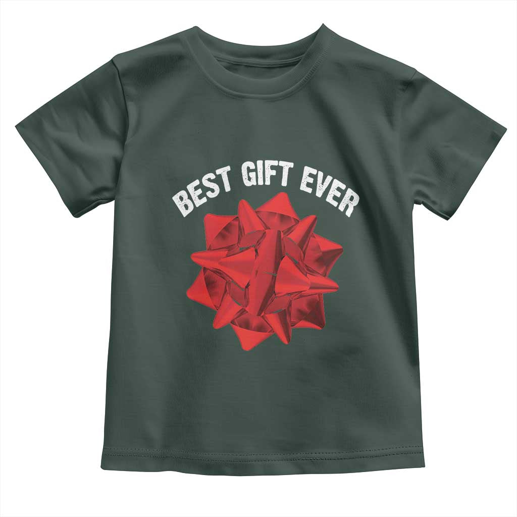 Christmas Present Costume Toddler T Shirt Best Gift Ever Red Bow TS10 Dark Forest Green Print Your Wear
