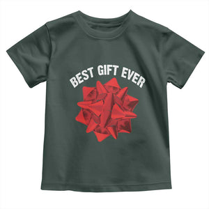 Christmas Present Costume Toddler T Shirt Best Gift Ever Red Bow TS10 Dark Forest Green Print Your Wear