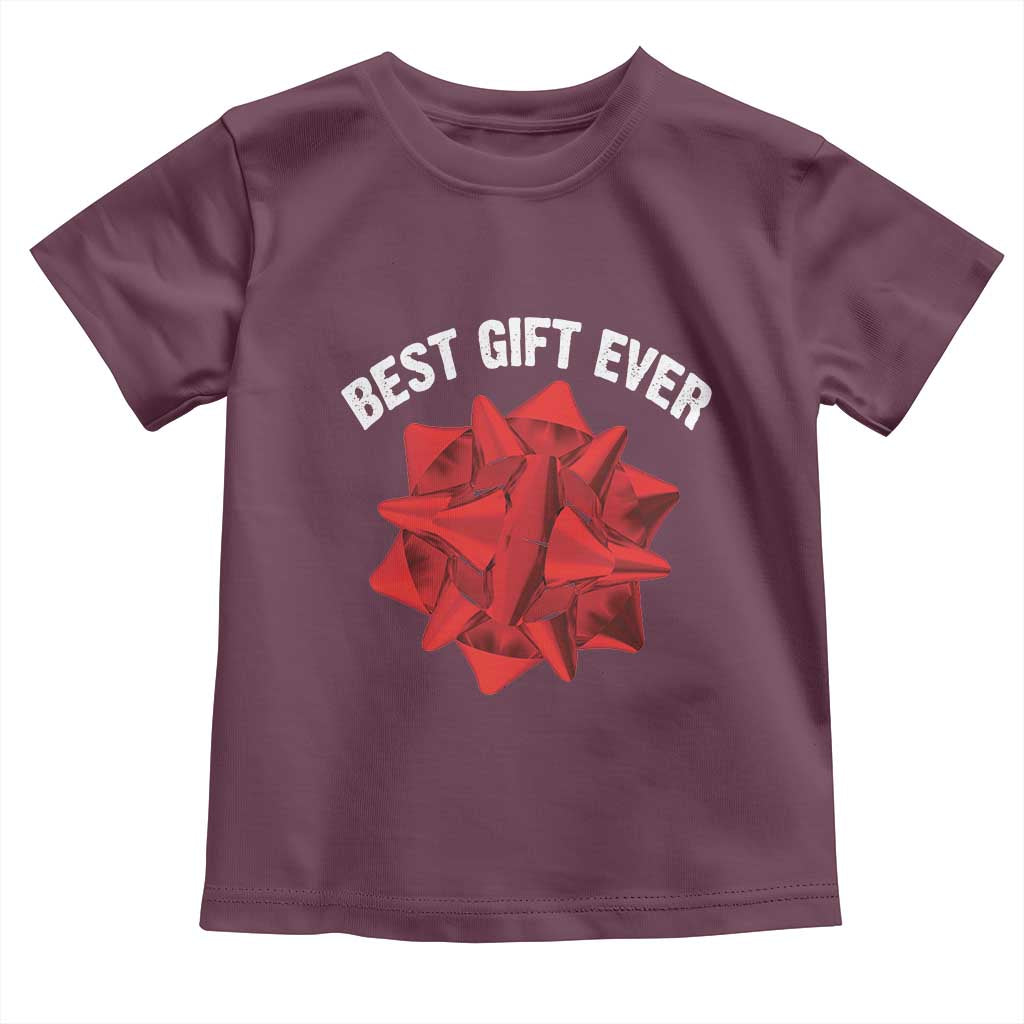 Christmas Present Costume Toddler T Shirt Best Gift Ever Red Bow TS10 Maroon Print Your Wear