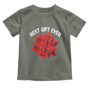 Christmas Present Costume Toddler T Shirt Best Gift Ever Red Bow TS10 Military Green Print Your Wear