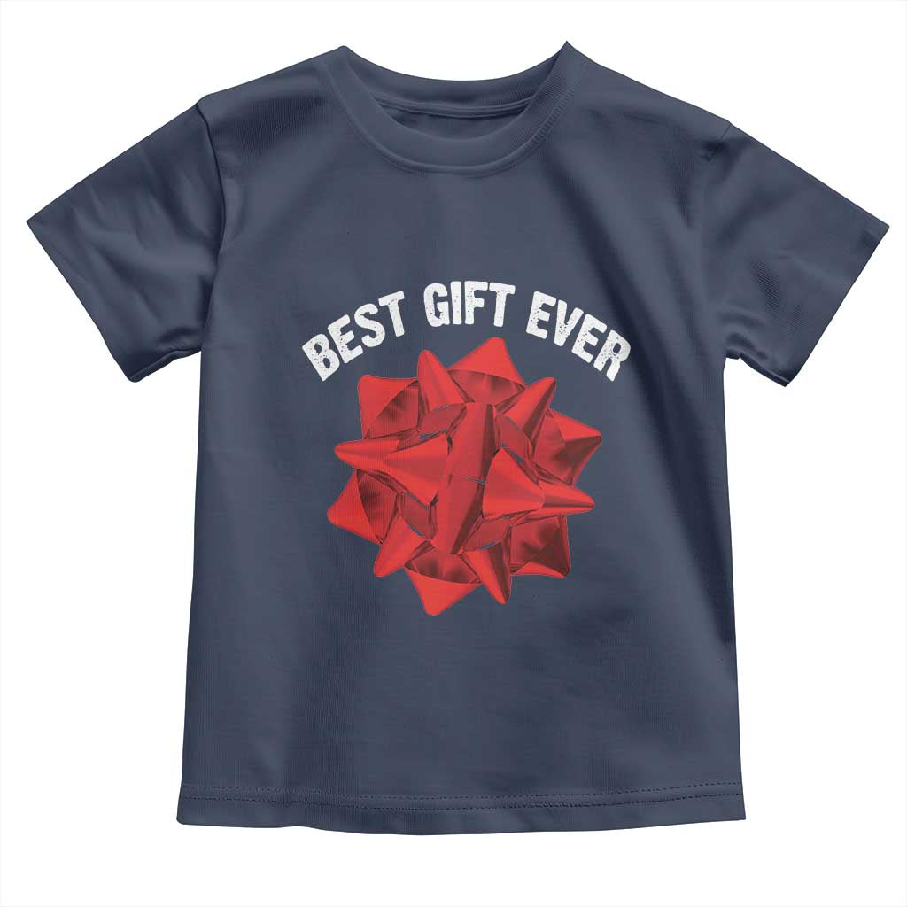 Christmas Present Costume Toddler T Shirt Best Gift Ever Red Bow TS10 Navy Print Your Wear
