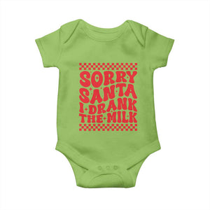 Christmas Baby Baby Onesie Sorry Santa I Drank The Milk Groovy TS10 Lime Print Your Wear