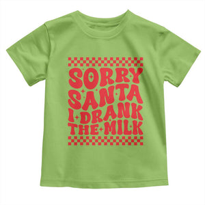 Christmas Baby Toddler T Shirt Sorry Santa I Drank The Milk Groovy TS10 Lime Print Your Wear