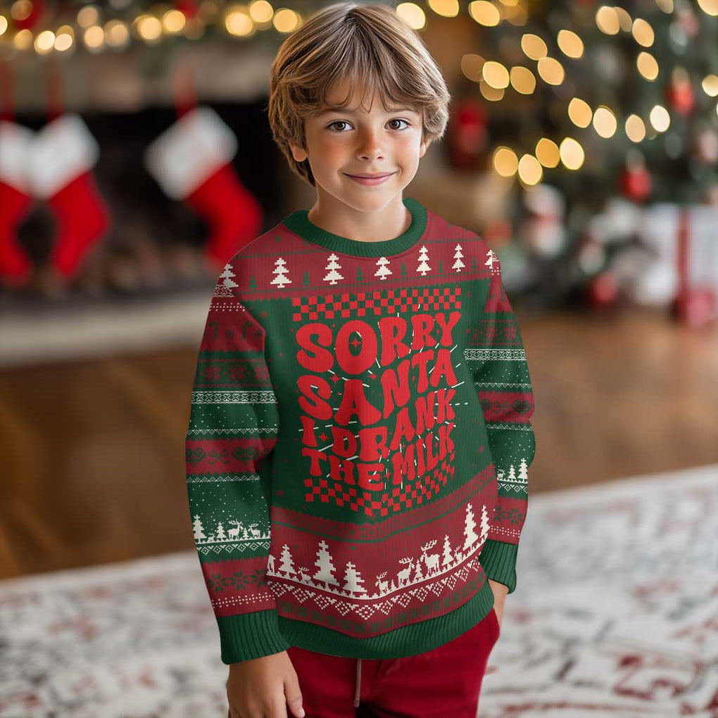 Baby Ugly Christmas Sweater Sorry Santa I Drank The Milk Groovy TS10 Christmas Print Your Wear