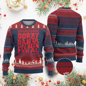 Baby Ugly Christmas Sweater Sorry Santa I've Been Feral Toddler Kids TS10 Burgundy Print Your Wear