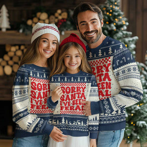 Baby Ugly Christmas Sweater Sorry Santa I've Been Feral Toddler Kids TS10 Navy Print Your Wear