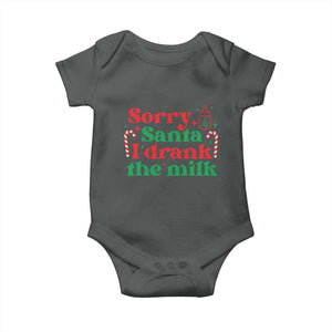 Christmas Baby Baby Onesie Funny Sorry Santa I Drank The Milk TS10 Dark Heather Print Your Wear