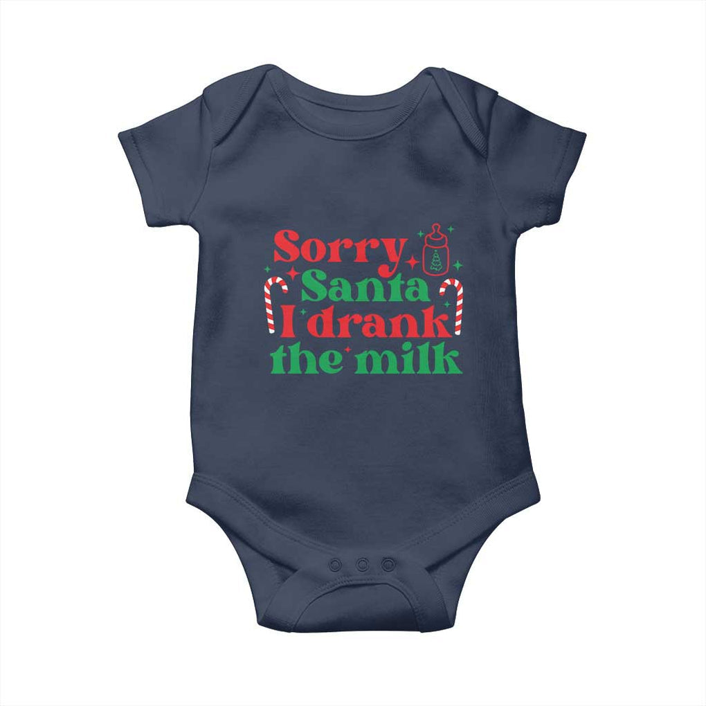 Christmas Baby Baby Onesie Funny Sorry Santa I Drank The Milk TS10 Navy Print Your Wear