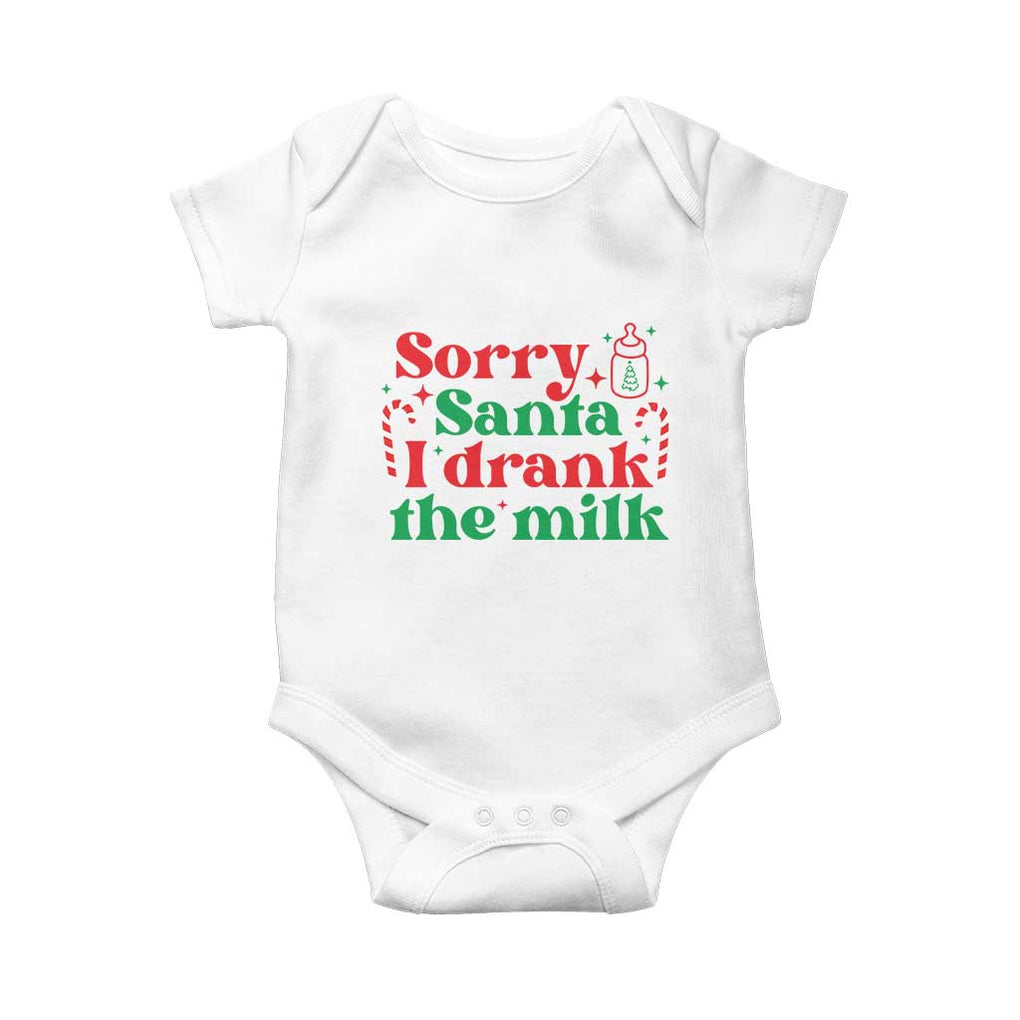 Christmas Baby Baby Onesie Funny Sorry Santa I Drank The Milk TS10 White Print Your Wear