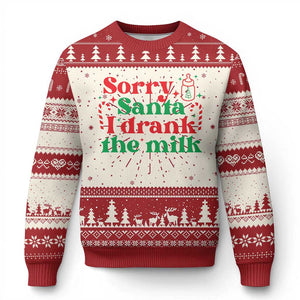 Xmas Baby Ugly Christmas Sweater Funny Sorry Santa I Drank The Milk TS10 Red Print Your Wear