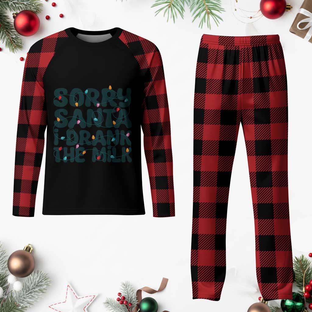 Baby Plaid Pajama Set Sorry Santa I Drank The Milk Xmas Lights Toddler TS10 Buffalo Plaid Print Your Wear