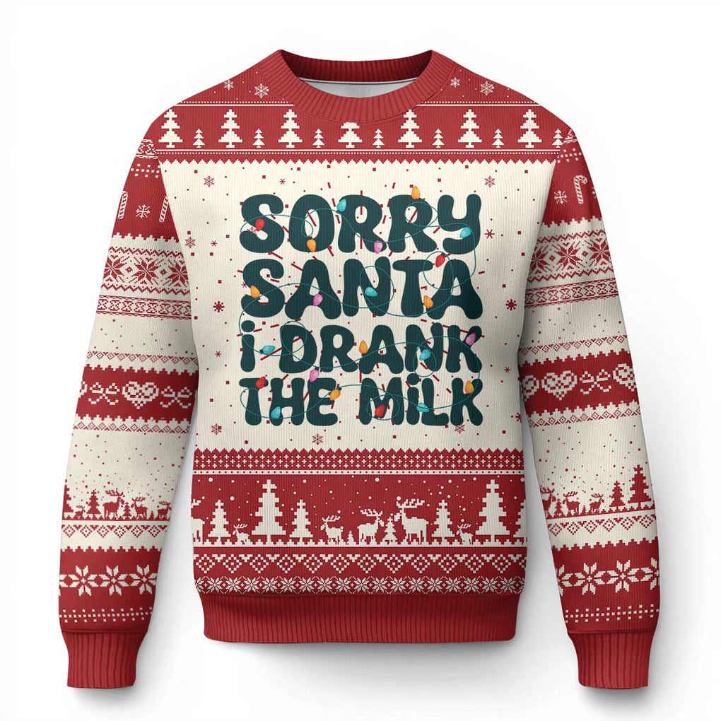 Baby Ugly Christmas Sweater Sorry Santa I Drank The Milk Xmas Lights Toddler TS10 Red Print Your Wear