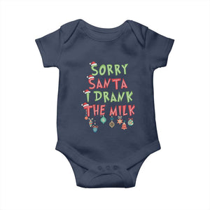 Christmas Baby Baby Onesie Sorry Santa I Drank The Milk TS10 Navy Print Your Wear